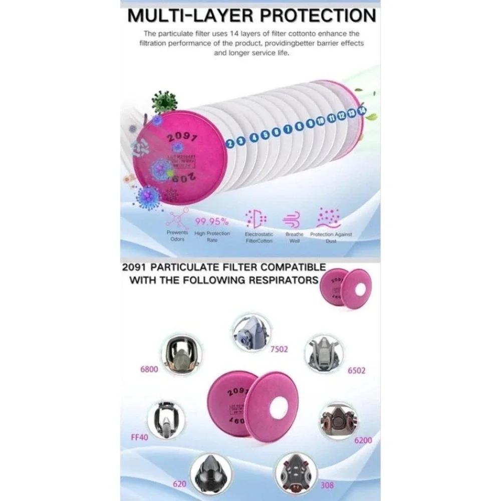 32Pieces(16Pack)‎ 2091 Particulate Filter,2091 Filter Compatible with 6000 6200